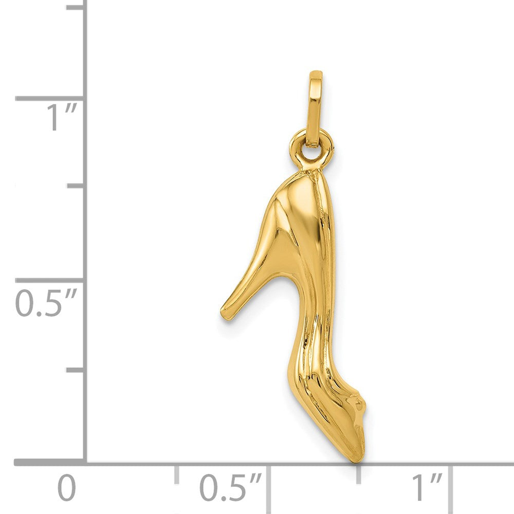 14K Gold 3D High Heel Shoe Pendant - Charlie & Co. Jewelry