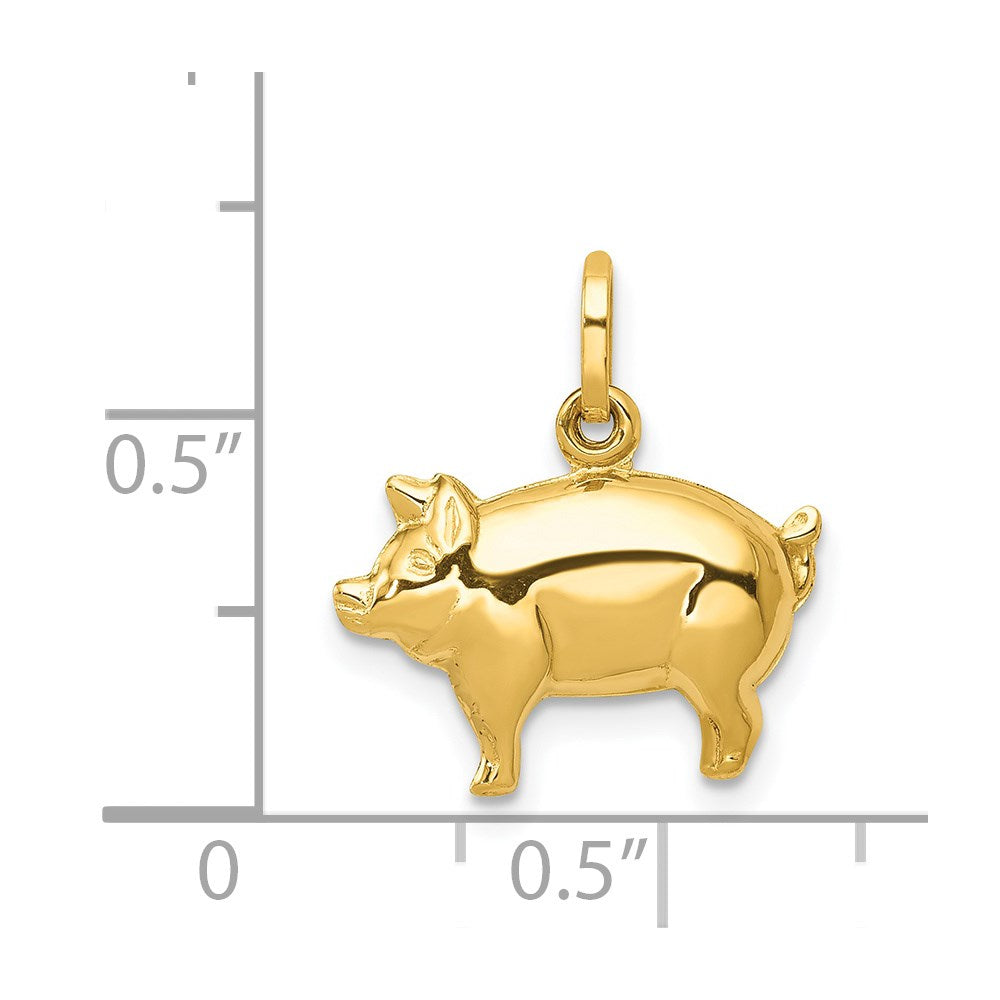 14K Gold 3D Pig Pendant - Charlie & Co. Jewelry