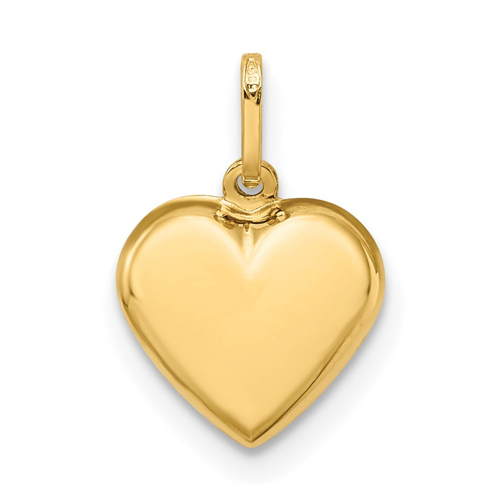 Gold Small Puffed Heart Necklace Charm Model-XCH352 - Charlie & Co. Jewelry