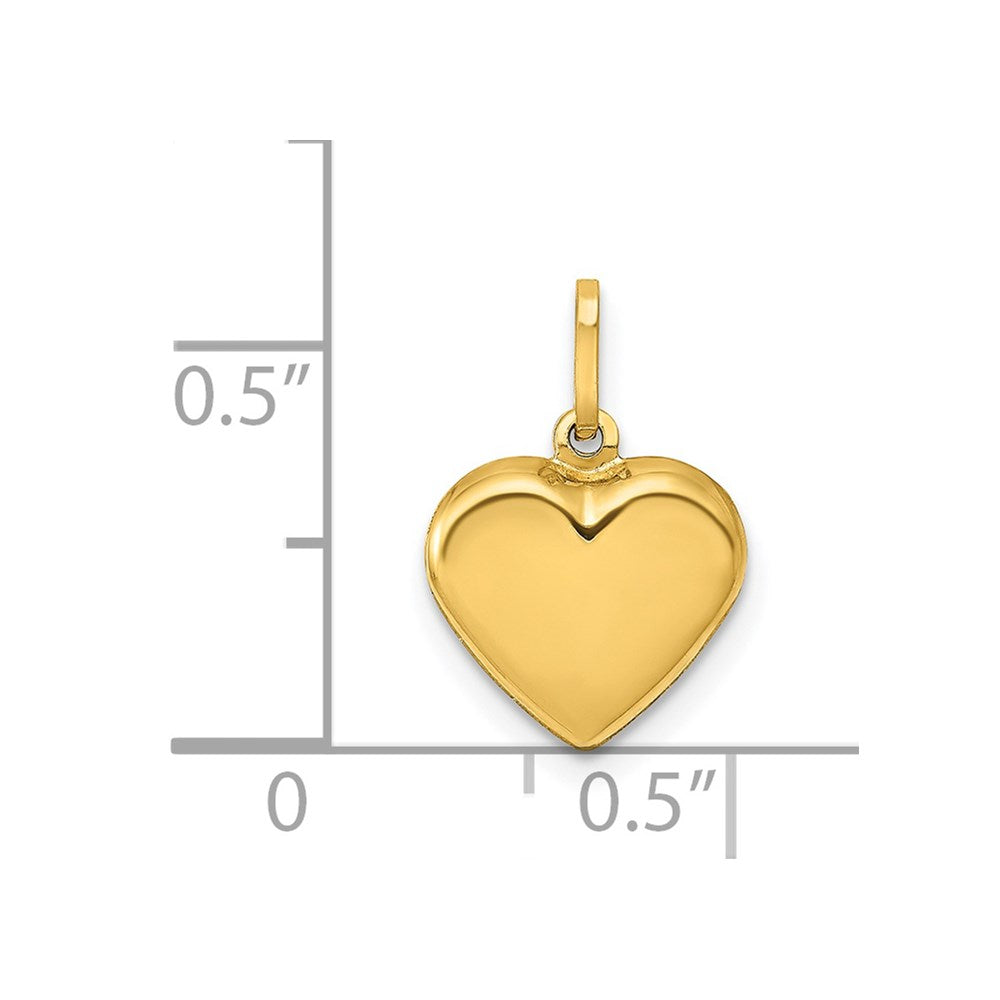 Gold Small Puffed Heart Necklace Charm Model-XCH352 - Charlie & Co. Jewelry