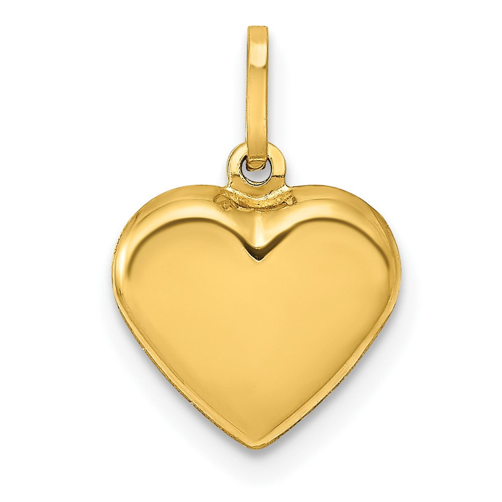 Gold Small Puffed Heart Necklace Charm Model-XCH352 - Charlie & Co. Jewelry