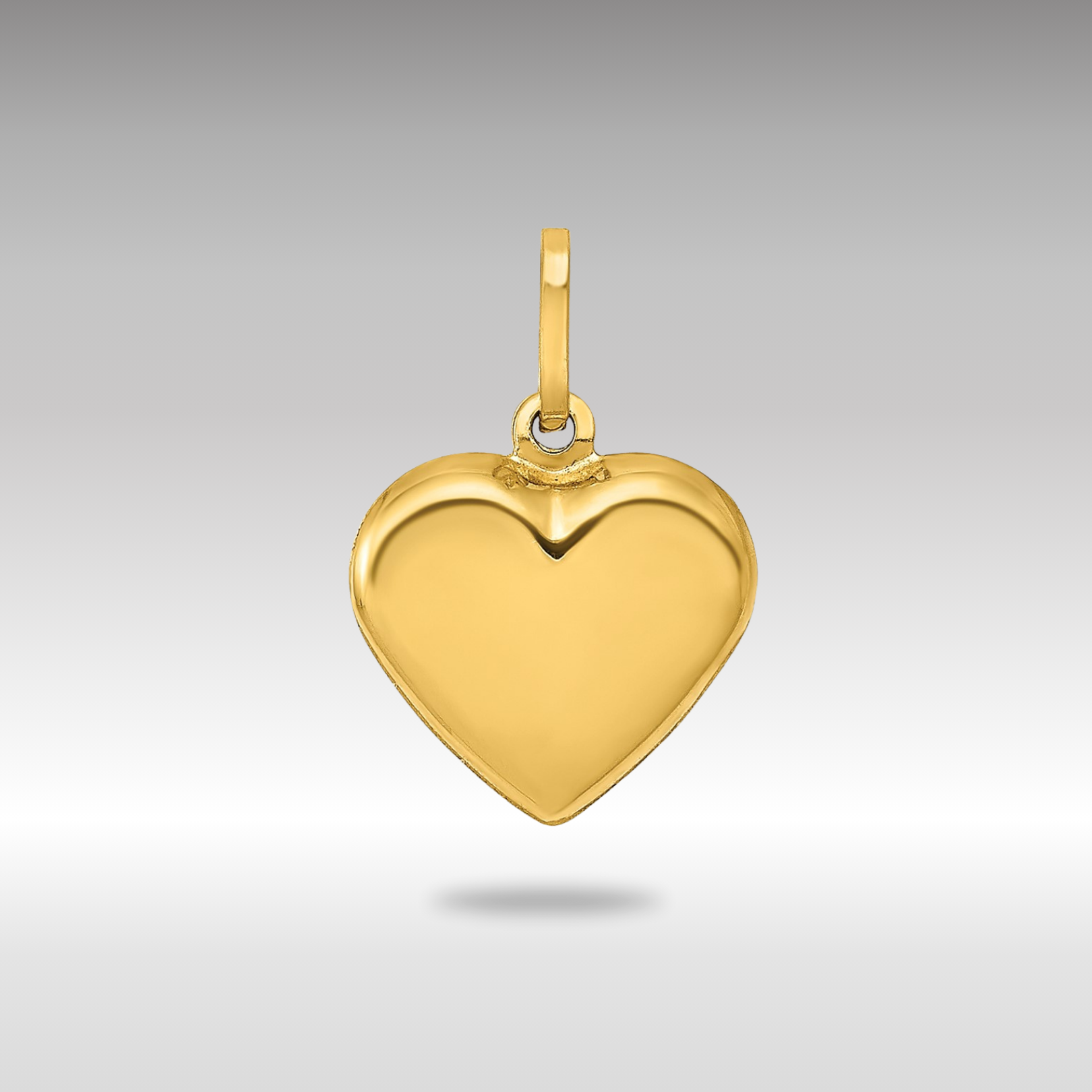Gold Small Puffed Heart Necklace Charm Model-XCH352 - Charlie & Co. Jewelry