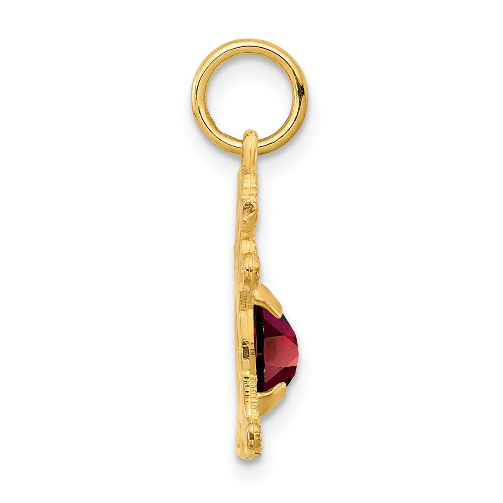14K Gold Girl January Birthstone Garnet Charm Pendant - Charlie & Co. Jewelry