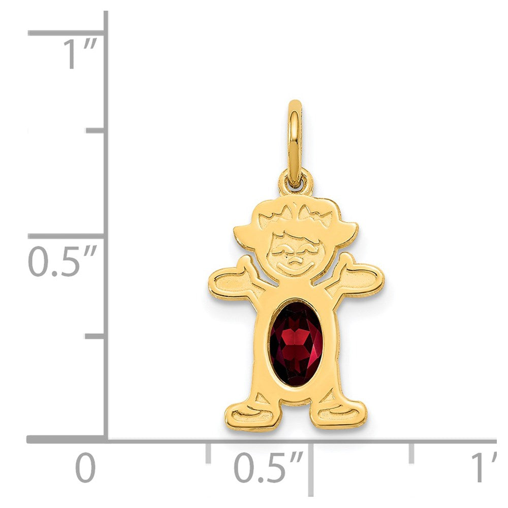 14K Gold Girl January Birthstone Garnet Charm Pendant - Charlie & Co. Jewelry