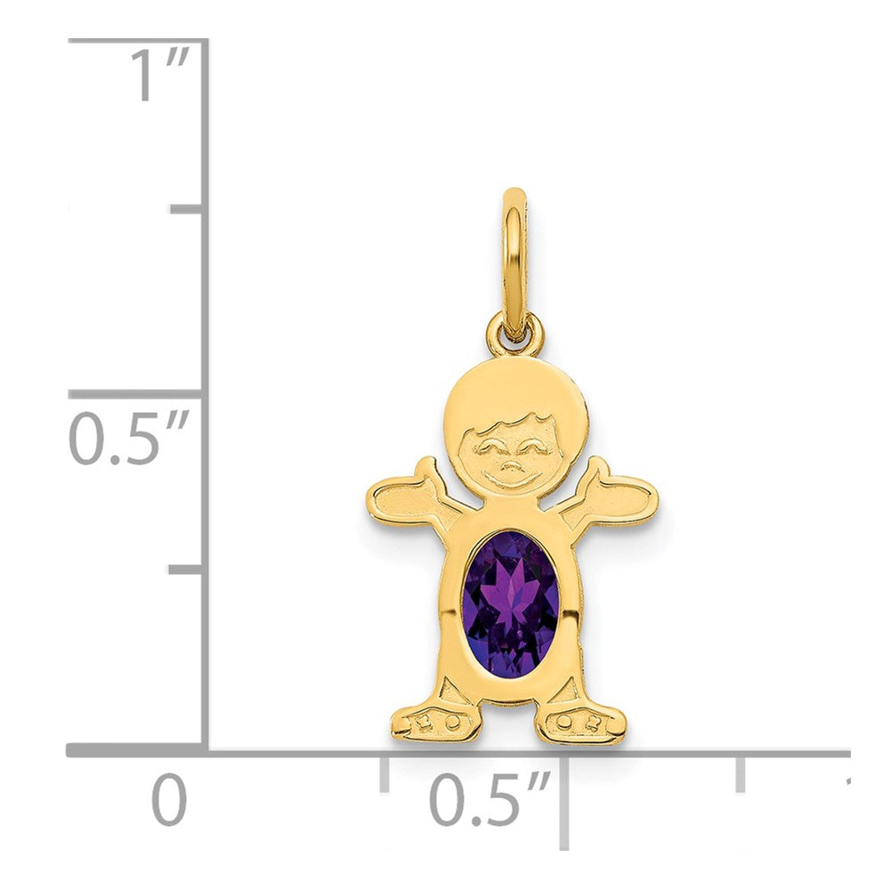 14K Gold Boy February Birthstone Garnet Charm Pendant - Charlie & Co. Jewelry