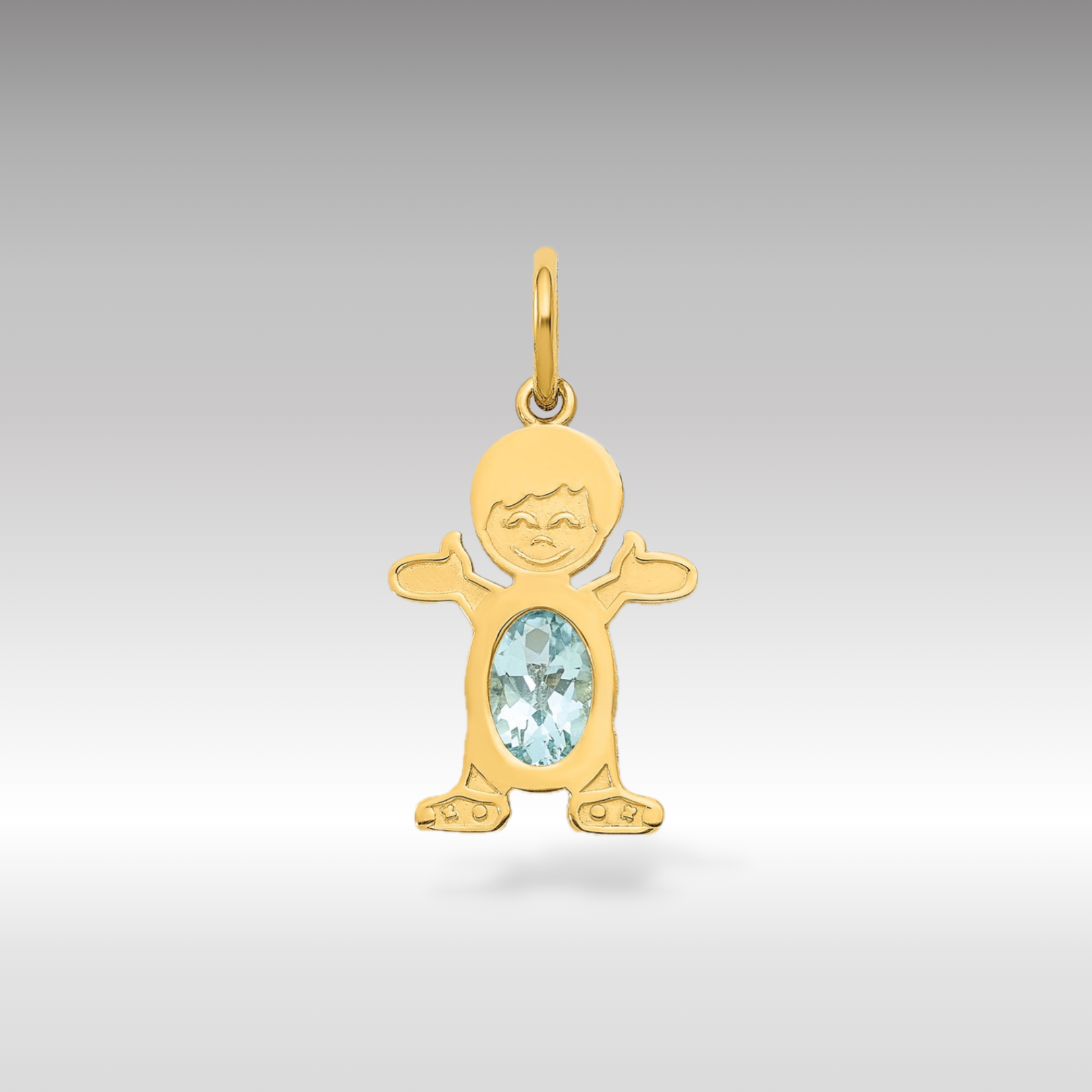 14K Gold Boy March Birthstone Aquamarine Charm Pendant - Charlie & Co. Jewelry