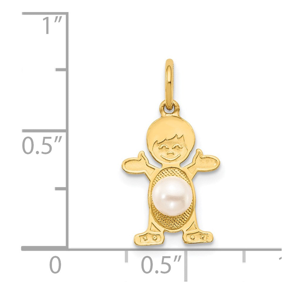14K Gold Boy June Birthstone Pearl Charm Pendant - Charlie & Co. Jewelry