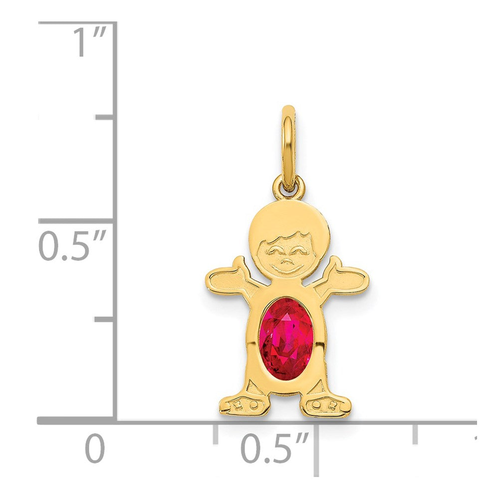 14K Gold Boy July Birthstone Ruby Charm Pendant - Charlie & Co. Jewelry