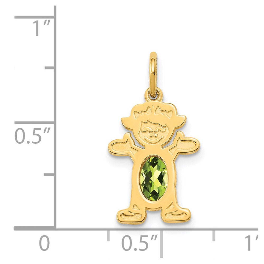 14K Gold Girl August Birthstone Peridot Charm Pendant - Charlie & Co. Jewelry