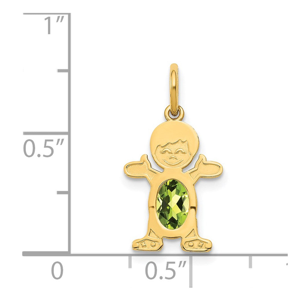 14K Gold Boy August Birthstone Peridot Charm Pendant - Charlie & Co. Jewelry