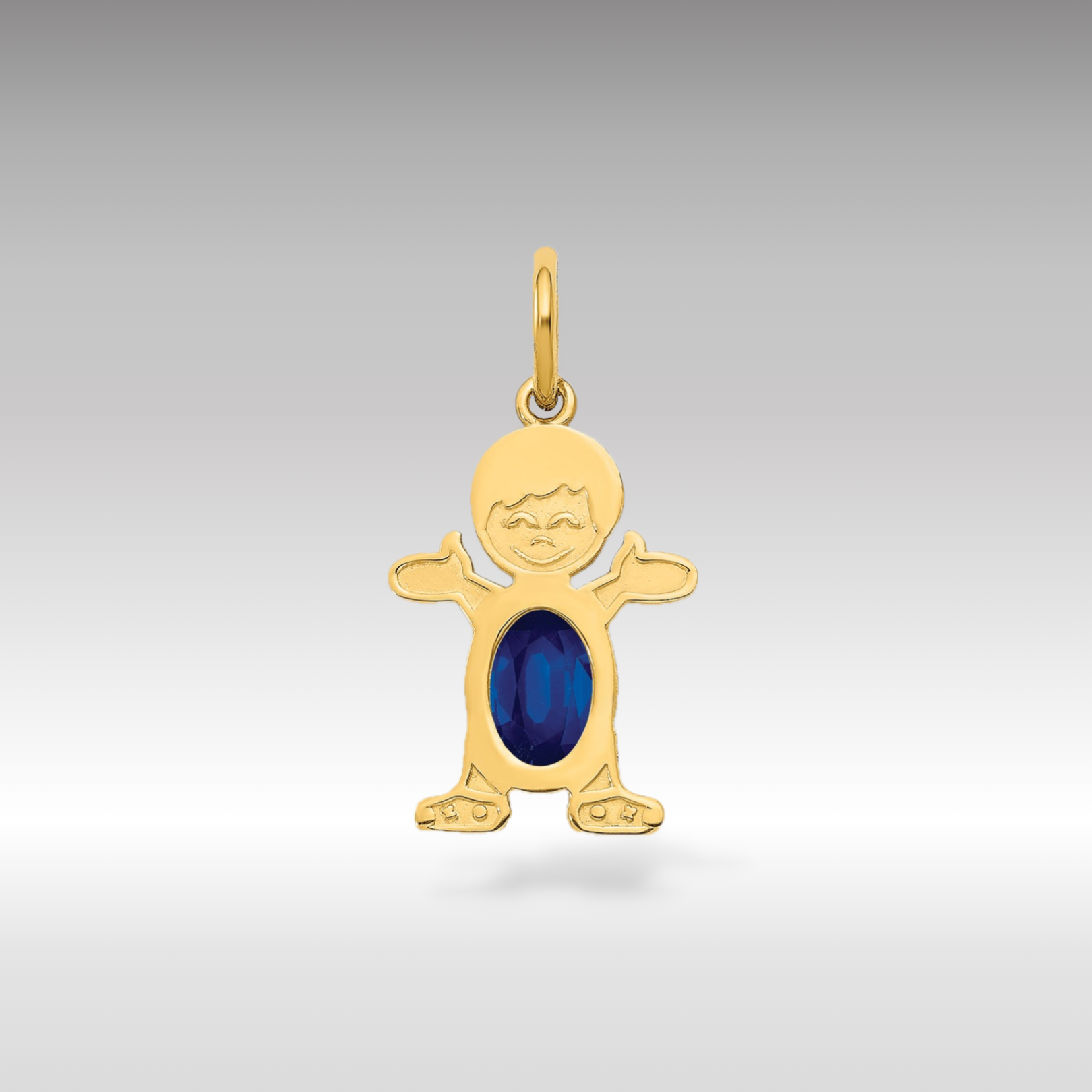 14K Gold Boy September Birthstone Sapphire Charm Pendant - Charlie & Co. Jewelry