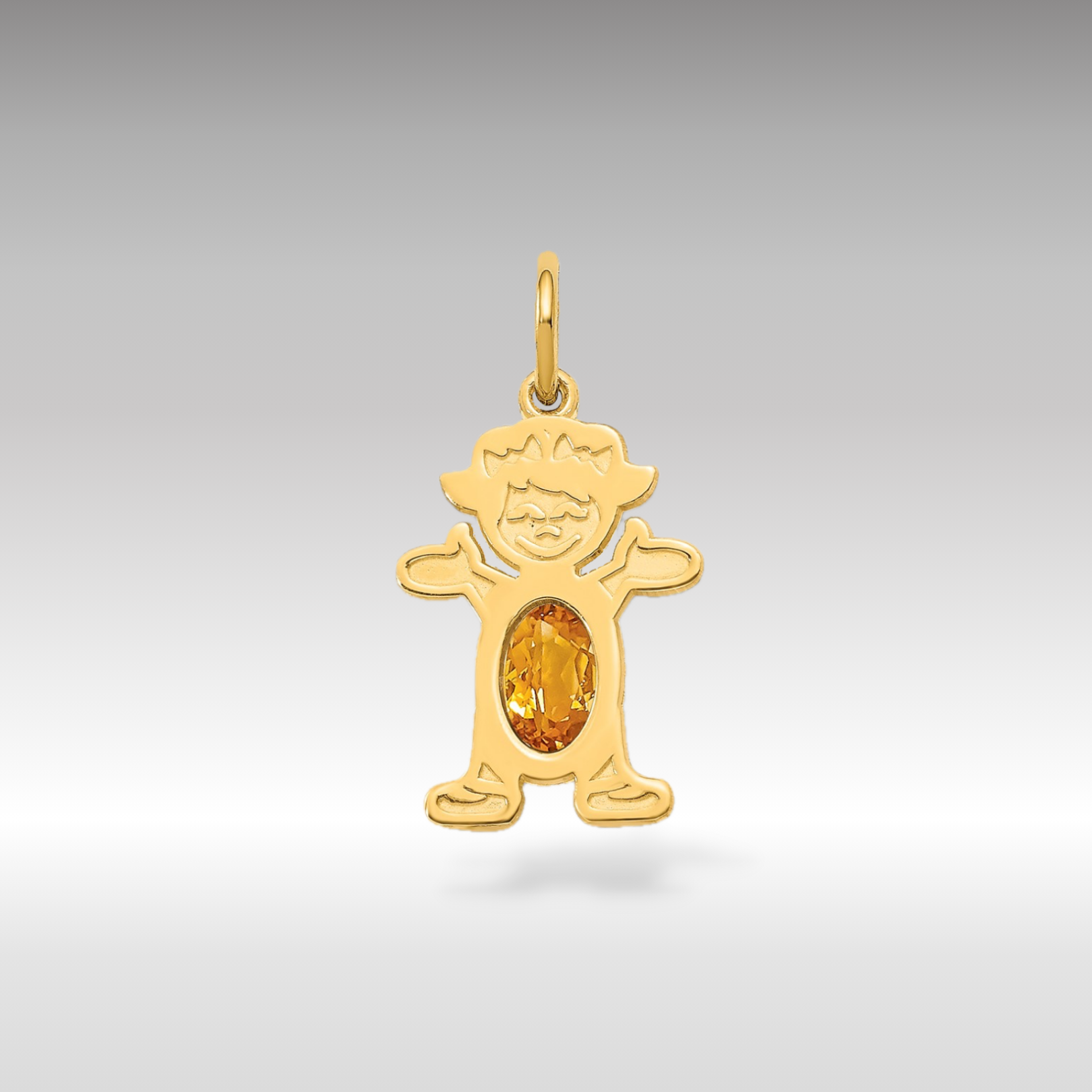 14K Gold Girl November Birthstone Garnet Charm Pendant - Charlie & Co. Jewelry