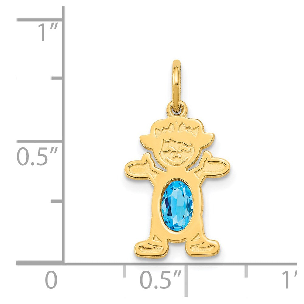 14K Gold Girl December Birthstone Blue Topaz Charm Pendant - Charlie & Co. Jewelry
