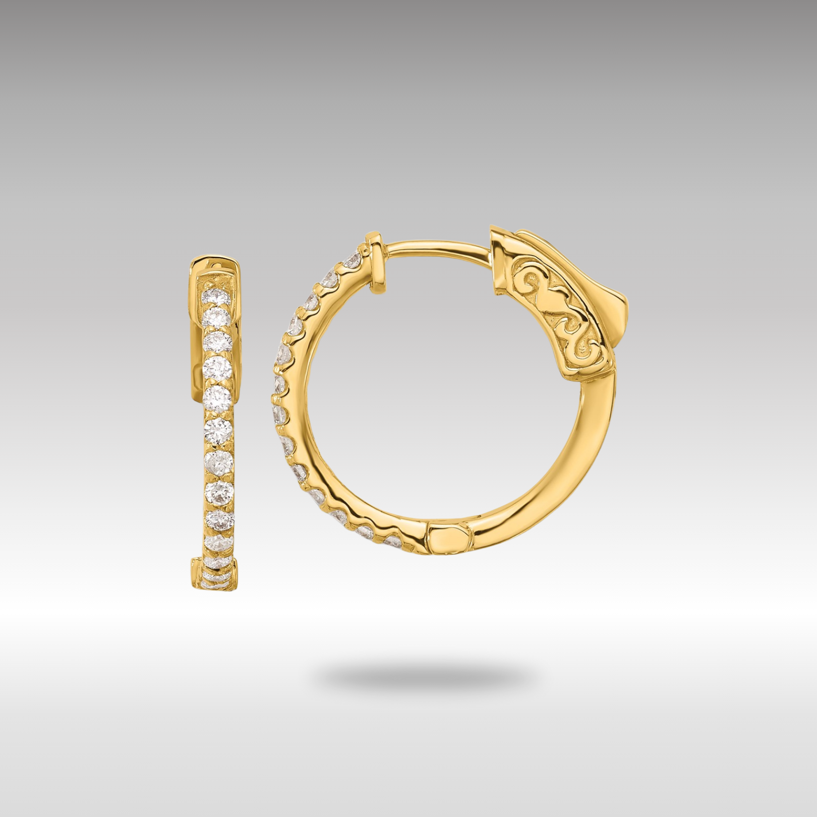 Gold 0.40ct 26-1.5mm Round Hoop with Safety Clasp Diamond Earrings - Model XE3255AA - Charlie & Co. Jewelry