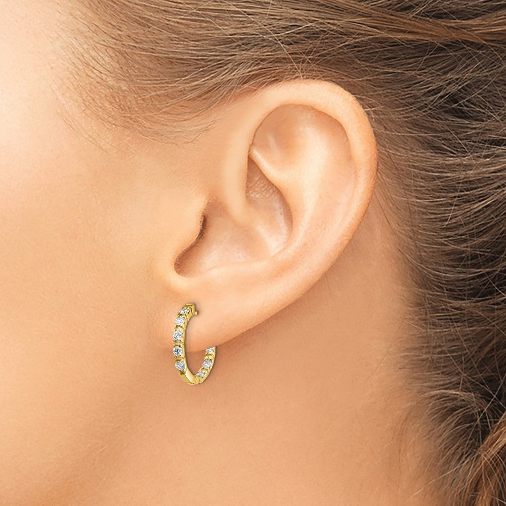 Gold A Diamond Hinged Hoop Earrings - Model XE865A - Charlie & Co. Jewelry