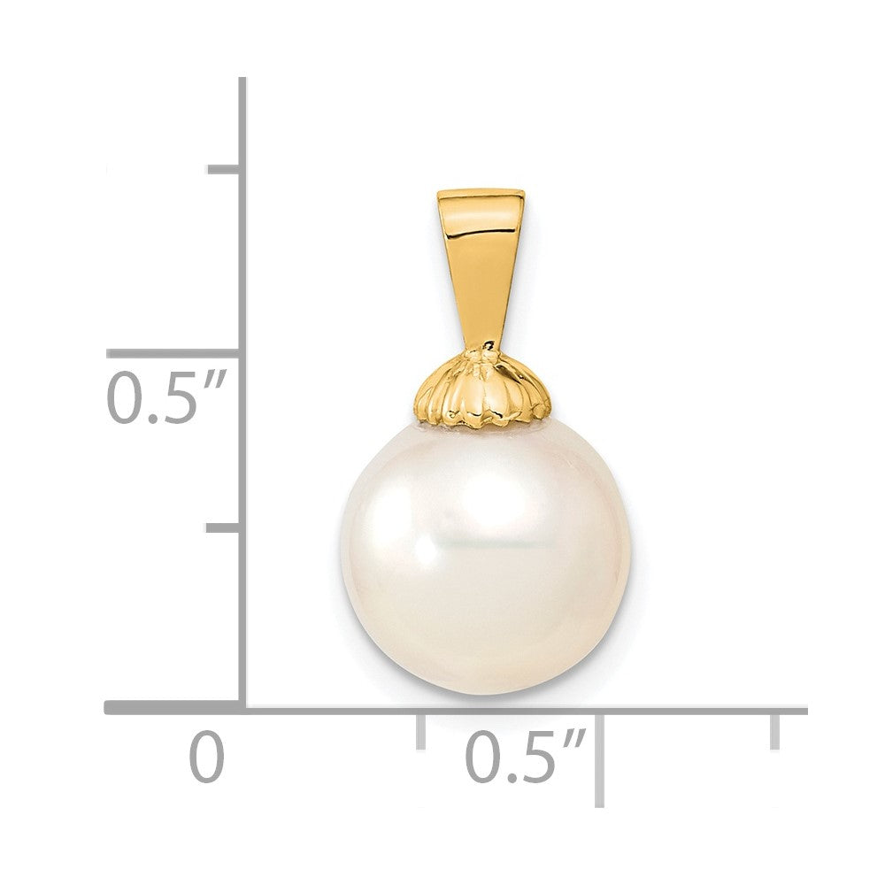 Gold 10-11mm White Round Saltwater Cultured South Sea Pearl Pendant - Model XF465 - Charlie & Co. Jewelry