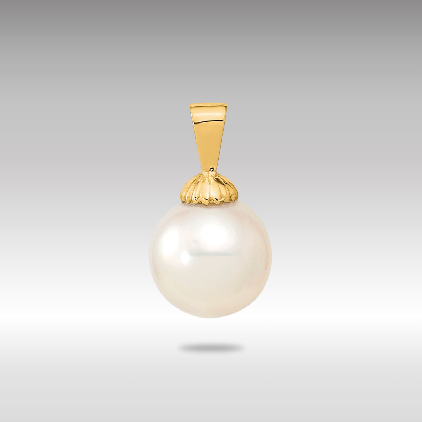 Gold 10-11mm White Round Saltwater Cultured South Sea Pearl Pendant - Model XF465 - Charlie & Co. Jewelry