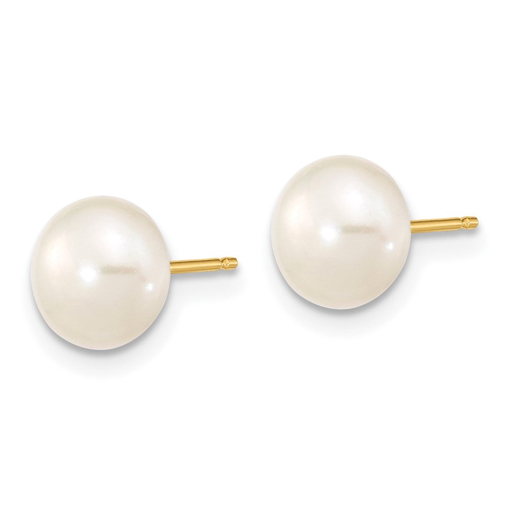 Gold 7-8mm Near Round White FWC Pearl Necklace and Button Earring Set - Model XF497WSET - Charlie & Co. Jewelry