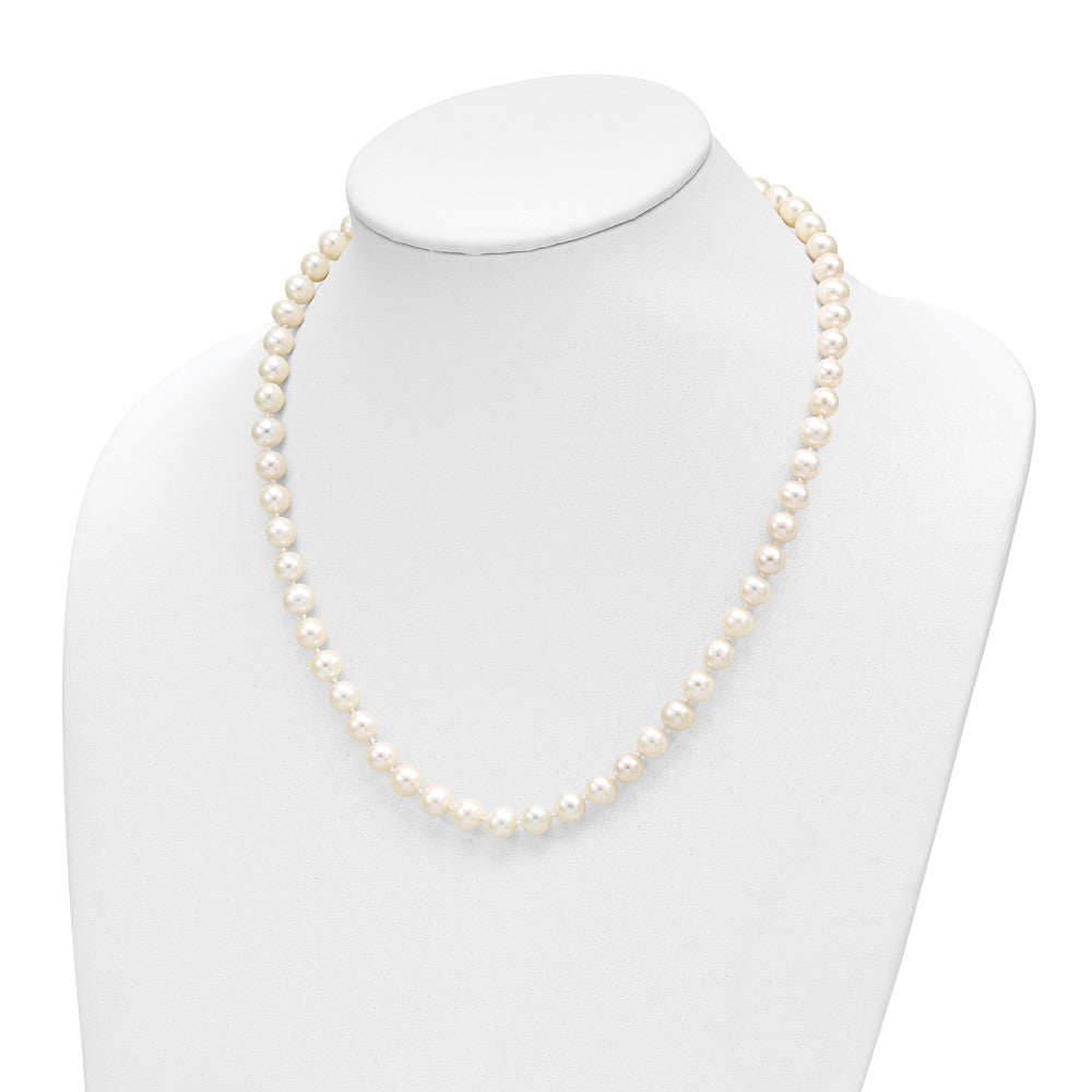 Gold 7-8mm Near Round White FWC Pearl Necklace and Button Earring Set - Model XF497WSET - Charlie & Co. Jewelry