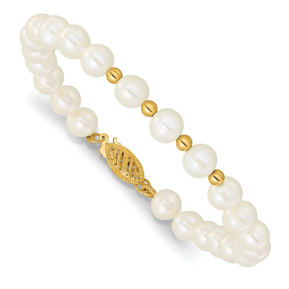 Gold 6-7mm White FW Cultured Pearl 18in. Necklace 7.25 Bracelet Earring Set - Model XF500SET - Charlie & Co. Jewelry