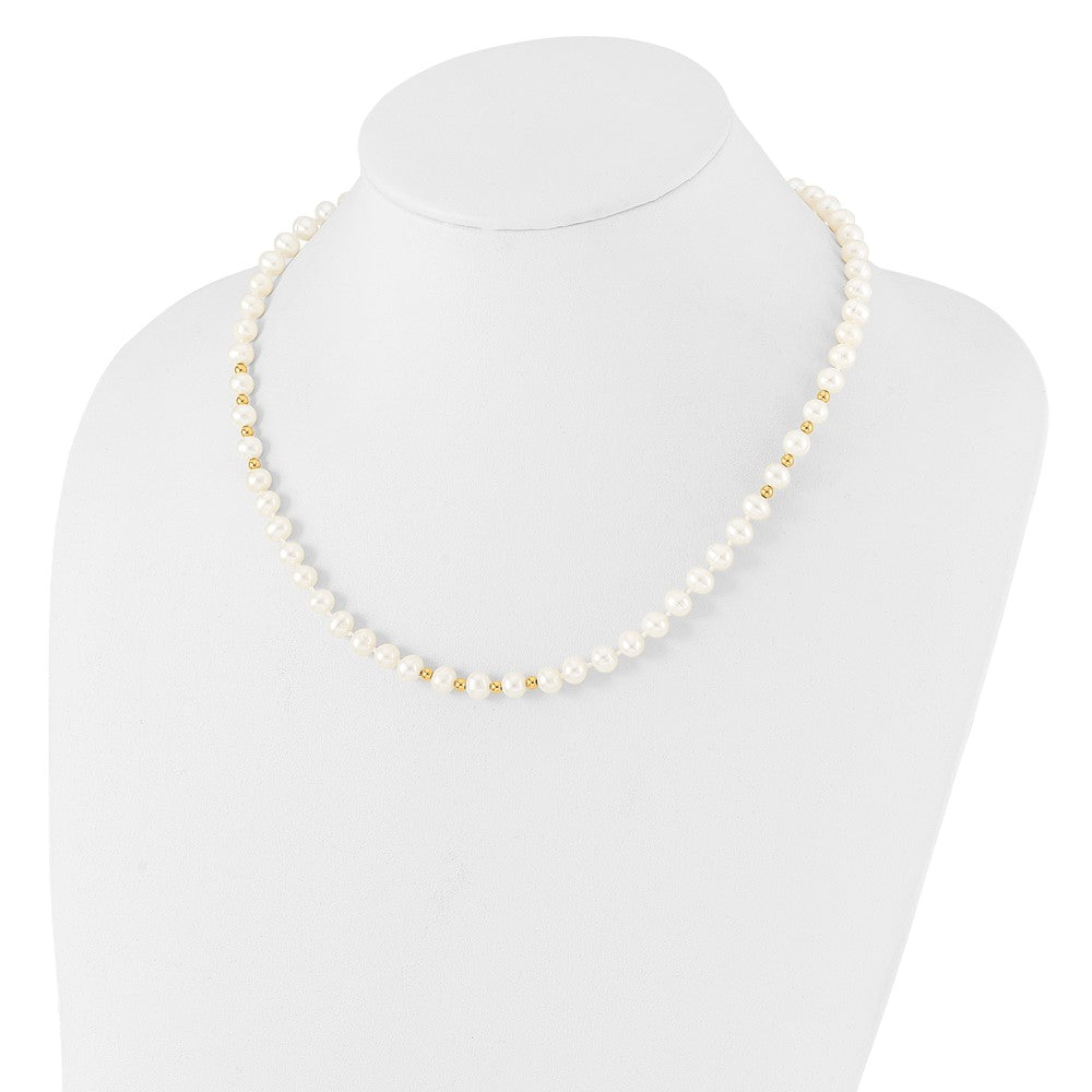 Gold 6-7mm White FW Cultured Pearl 18in. Necklace 7.25 Bracelet Earring Set - Model XF500SET - Charlie & Co. Jewelry