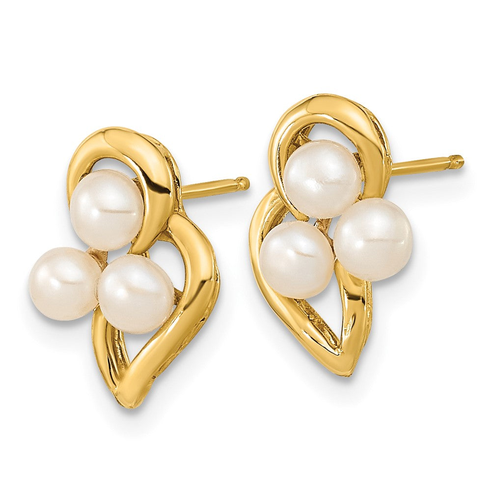 Gold 3-4mm White Button Freshwater Cultured Pearl Post Earrings - Model XF602E - Charlie & Co. Jewelry