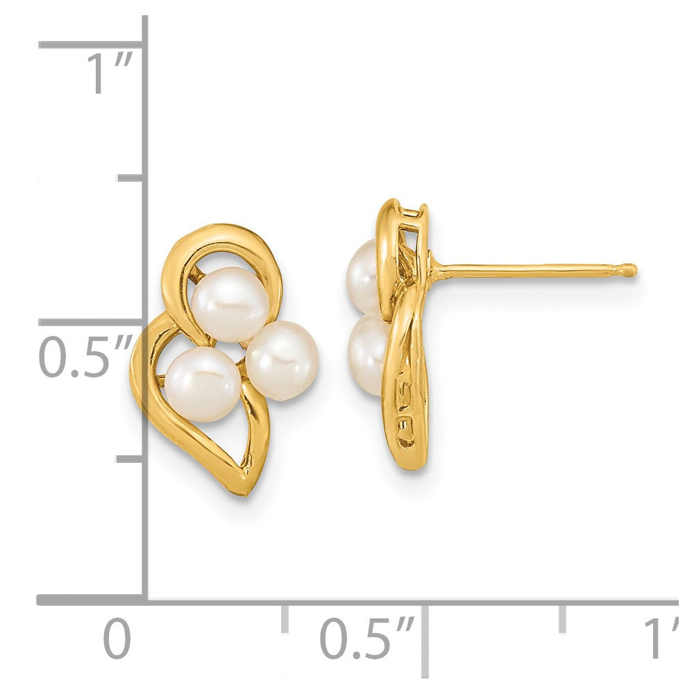 Gold 3-4mm White Button Freshwater Cultured Pearl Post Earrings - Model XF602E - Charlie & Co. Jewelry