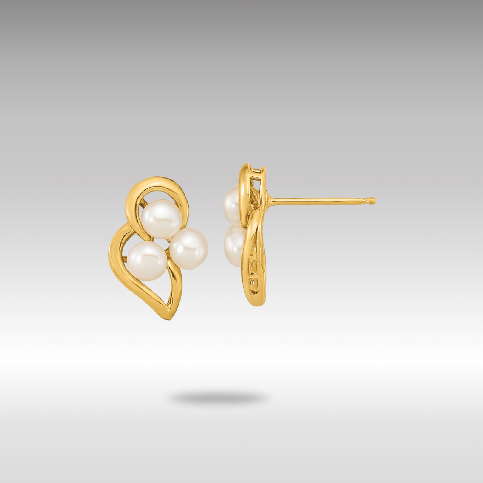 Gold 3-4mm White Button Freshwater Cultured Pearl Post Earrings - Model XF602E - Charlie & Co. Jewelry