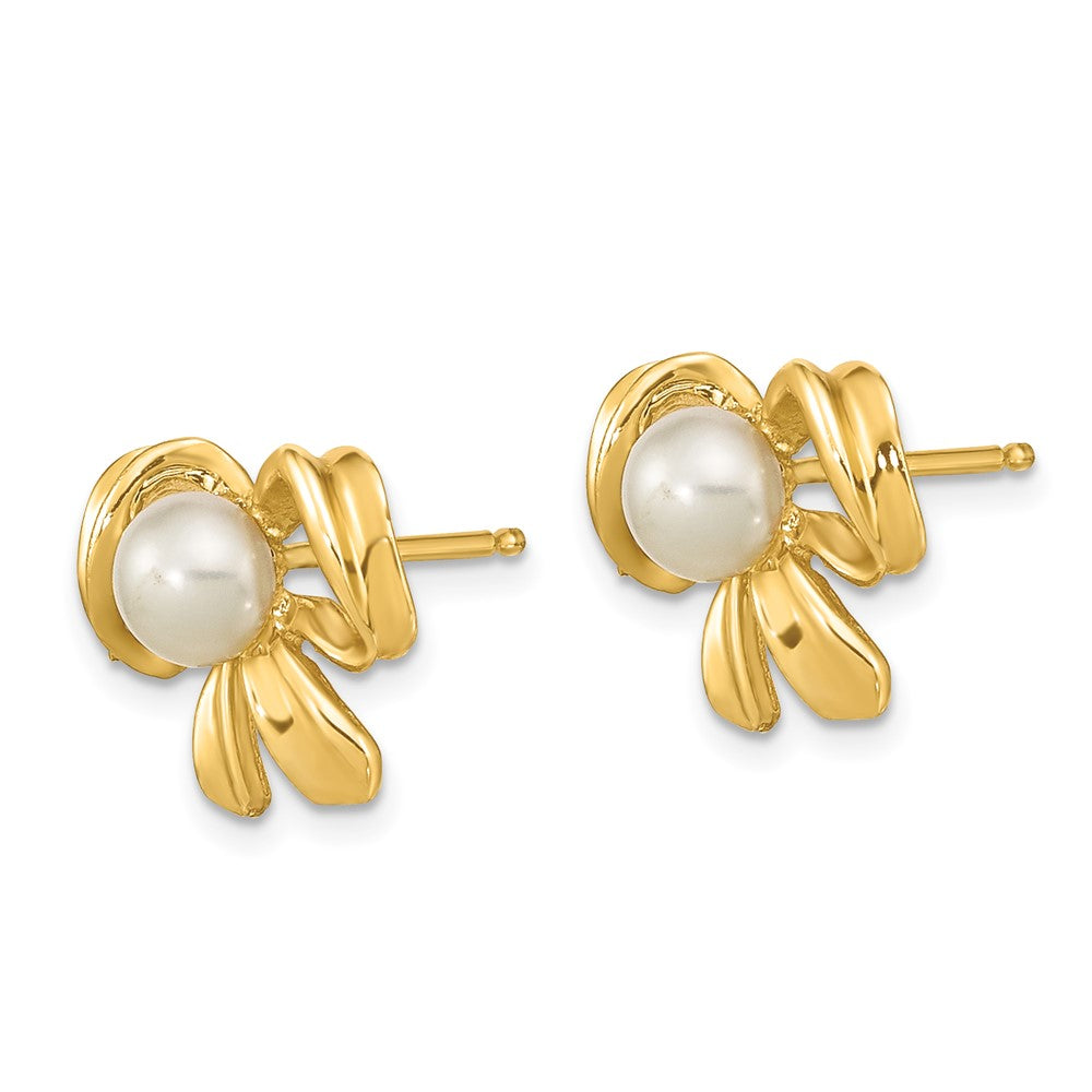 Gold 3-4mm White Button Freshwater Cultured Pearl Post Earrings - Model XF604E - Charlie & Co. Jewelry