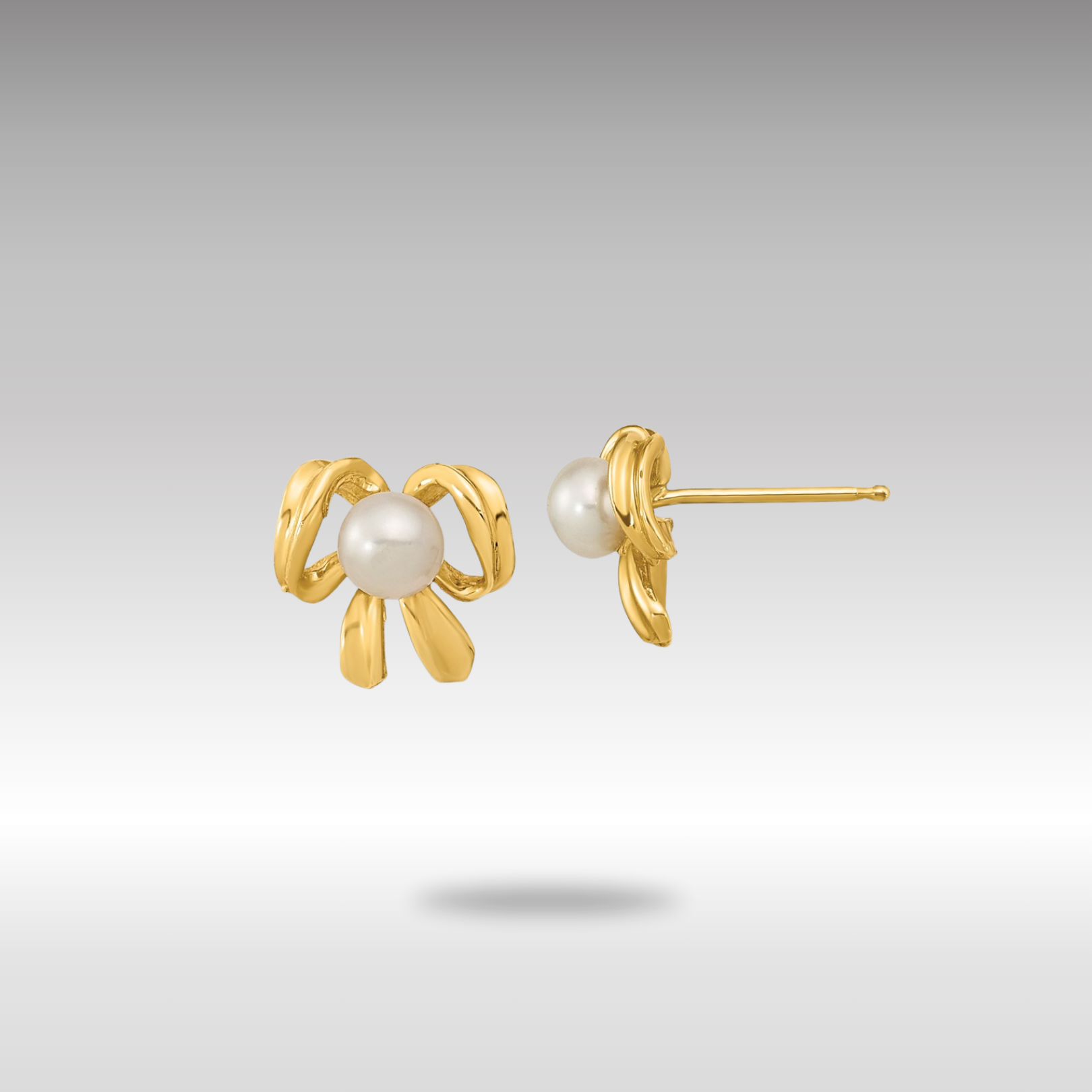 Gold 3-4mm White Button Freshwater Cultured Pearl Post Earrings - Model XF604E - Charlie & Co. Jewelry