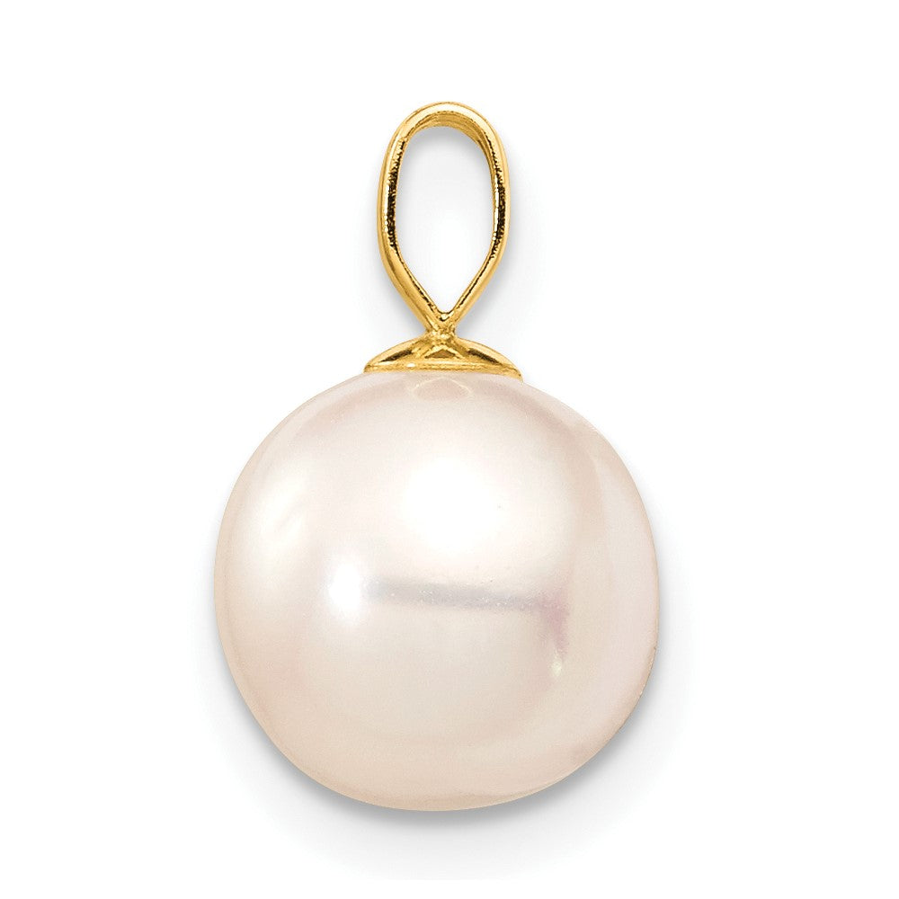 Gold 8-9mm White Round Freshwater Cultured Pearl Pendant - Model XF738 - Charlie & Co. Jewelry