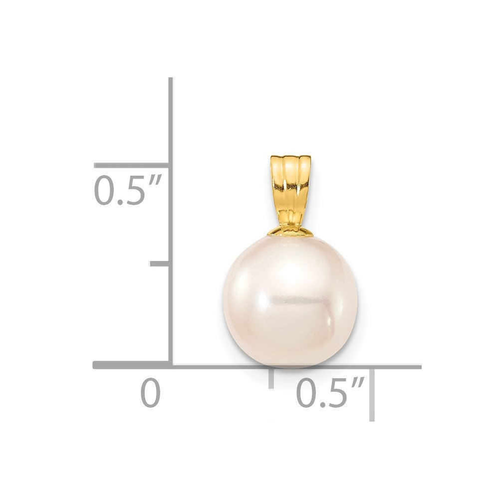 Gold 8-9mm White Round Freshwater Cultured Pearl Pendant - Model XF738 - Charlie & Co. Jewelry