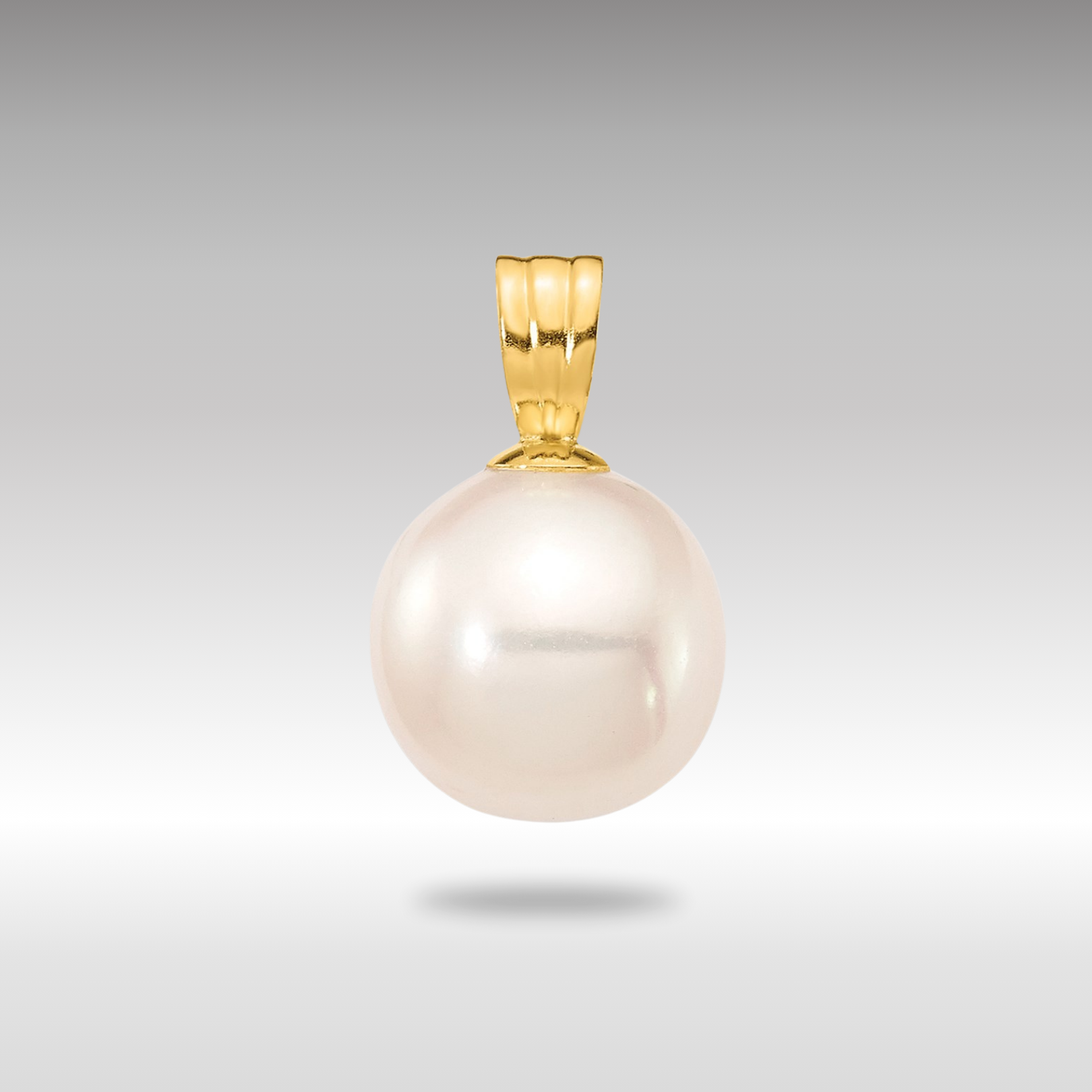Gold 8-9mm White Round Freshwater Cultured Pearl Pendant - Model XF738 - Charlie & Co. Jewelry
