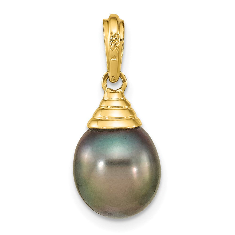 Charlie & Co Jewelry | 14k 9-10mm Black Teardrop Tahitian Saltwater Cultured Pearl Pendant - Model XF760