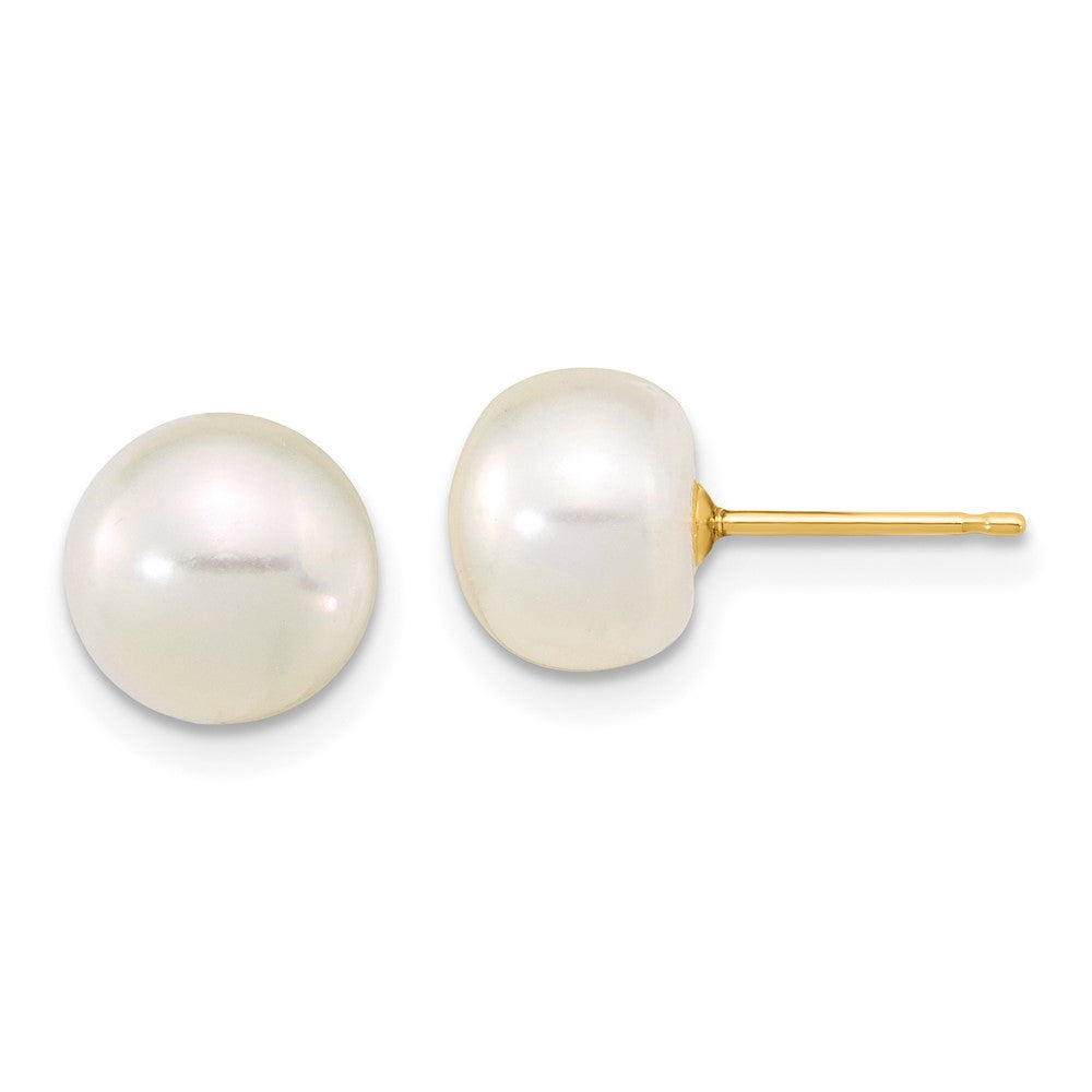 Gold 8-9mm Near Round White FWC Pearl Earring with 1in ext. Bracelet with 2in ext Necklace - Model XF769SET - Charlie & Co. Jewelry