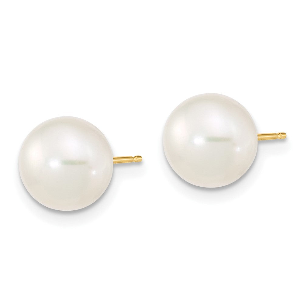 Gold 8-9mm Near Round White FWC Pearl Earring with 1in ext. Bracelet with 2in ext Necklace - Model XF769SET - Charlie & Co. Jewelry
