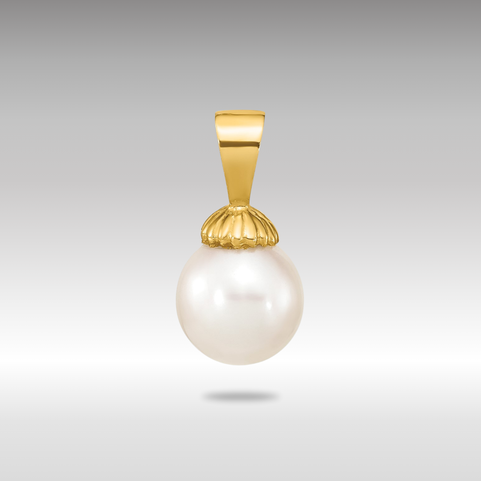 Gold 8-9mm White Round Freshwater Pearl Pendant Necklace - Model XF774 - Charlie & Co. Jewelry