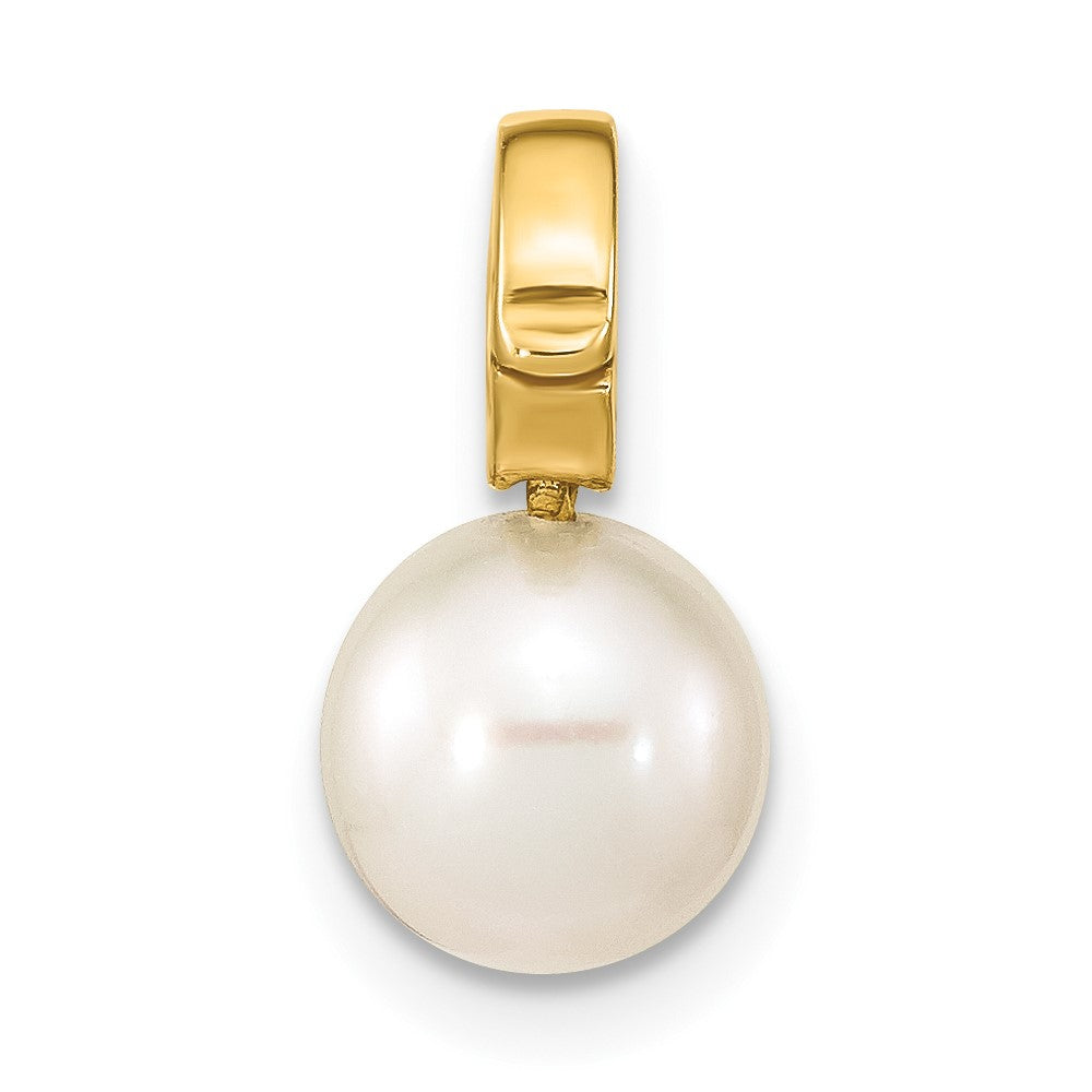 Charlie & Co Jewelry | 14k 7-8mm White Round Freshwater Cultured Pearl Hinged Bail Charm - Model XF777