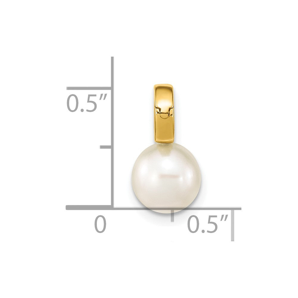 Charlie & Co Jewelry | 14k 7-8mm White Round Freshwater Cultured Pearl Hinged Bail Charm - Model XF777