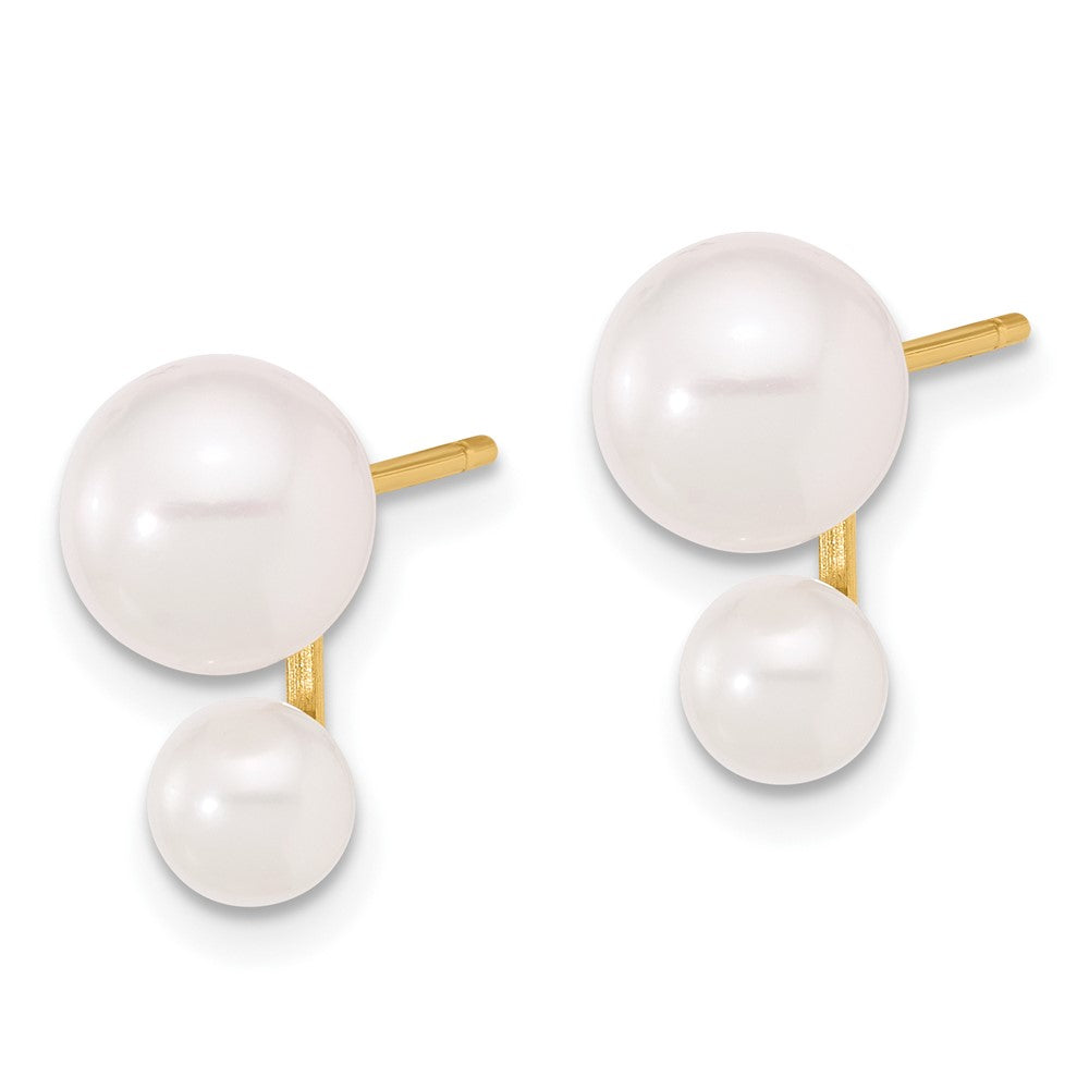 Gold 4-5mm and 6-7mm White Akoya Cultured Pearl Post Earrings - Model XF857E - Charlie & Co. Jewelry