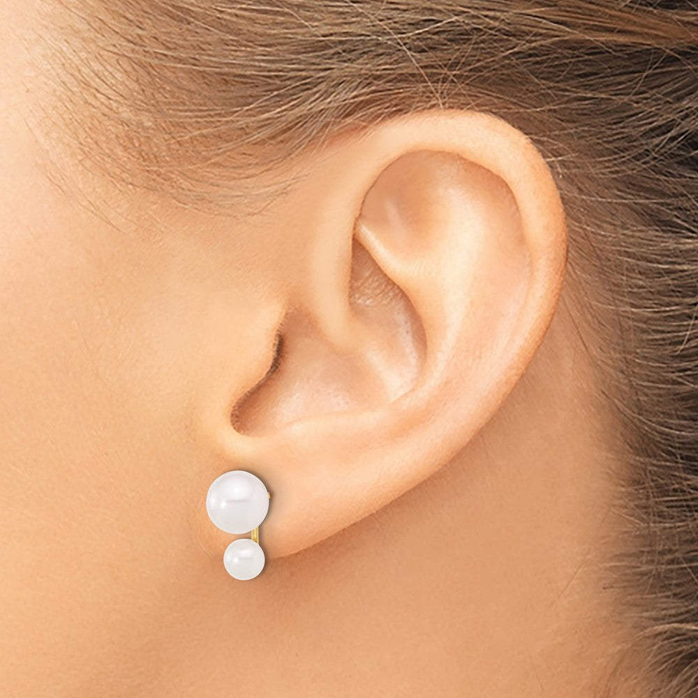 Gold 4-5mm and 6-7mm White Akoya Cultured Pearl Post Earrings - Model XF857E - Charlie & Co. Jewelry