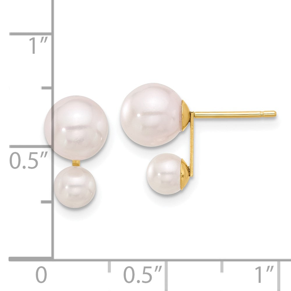 Gold 4-5mm and 6-7mm White Akoya Cultured Pearl Post Earrings - Model XF857E - Charlie & Co. Jewelry