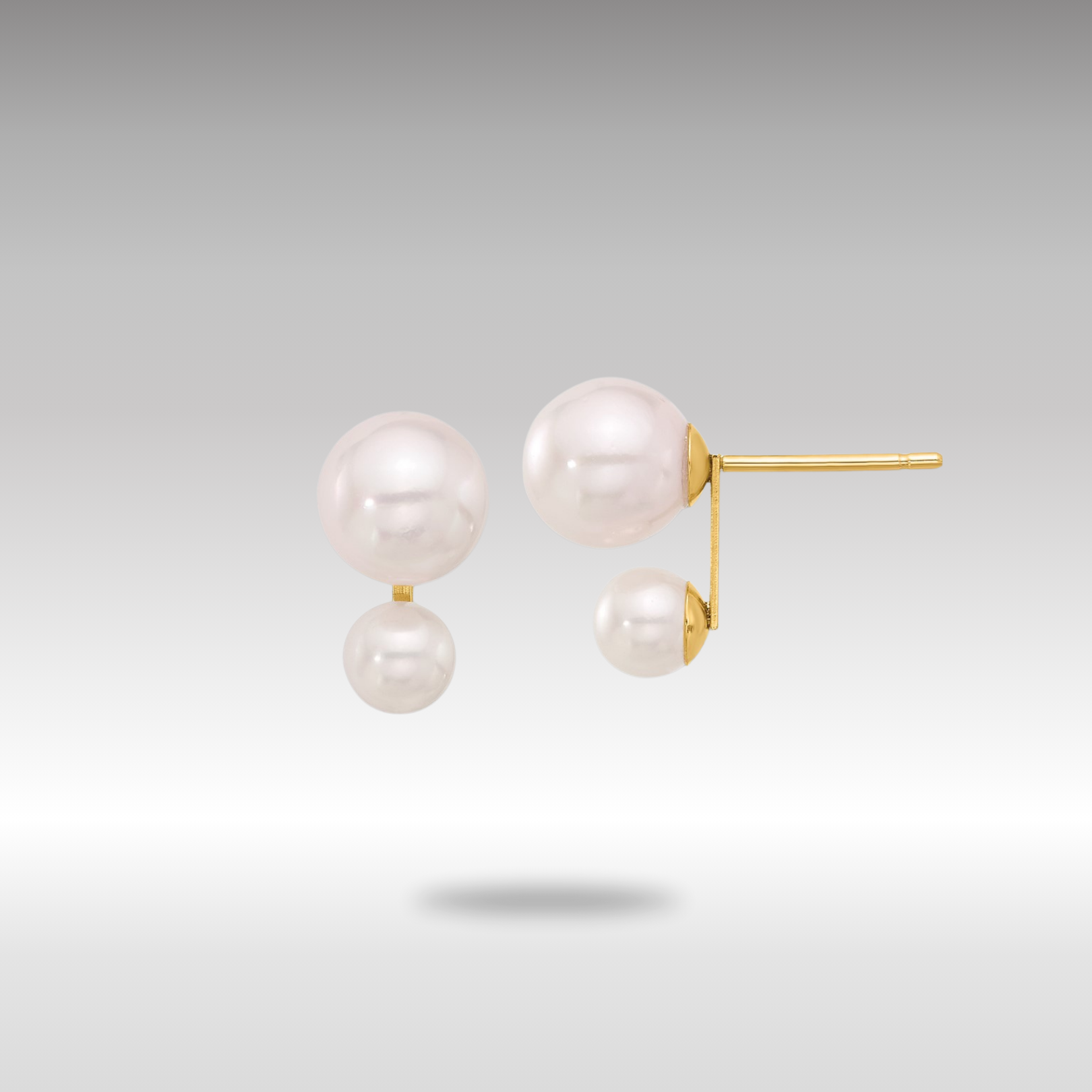 Gold 4-5mm and 6-7mm White Akoya Cultured Pearl Post Earrings - Model XF857E - Charlie & Co. Jewelry