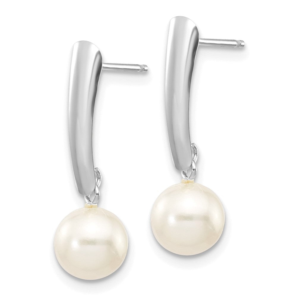 White Gold 6-7mm Round White FWC Pearl Dangle Earrings Model-XFW263E - Charlie & Co. Jewelry