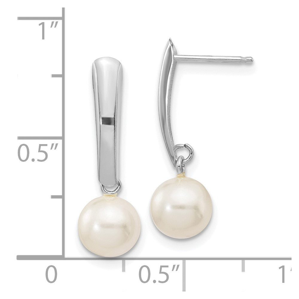 White Gold 6-7mm Round White FWC Pearl Dangle Earrings Model-XFW263E - Charlie & Co. Jewelry