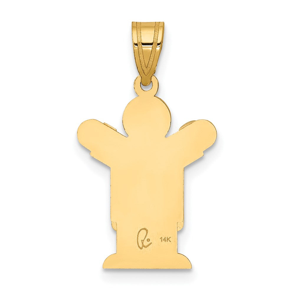 Charlie & Co Jewelry | 14k Solid Satin Engravable Boy W/overalls Charm - Model XK362