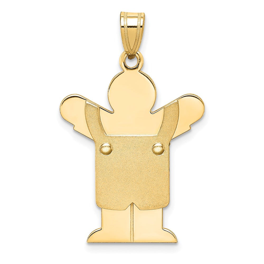 Charlie & Co Jewelry | 14k Solid Satin Engravable Boy W/overalls Charm - Model XK362