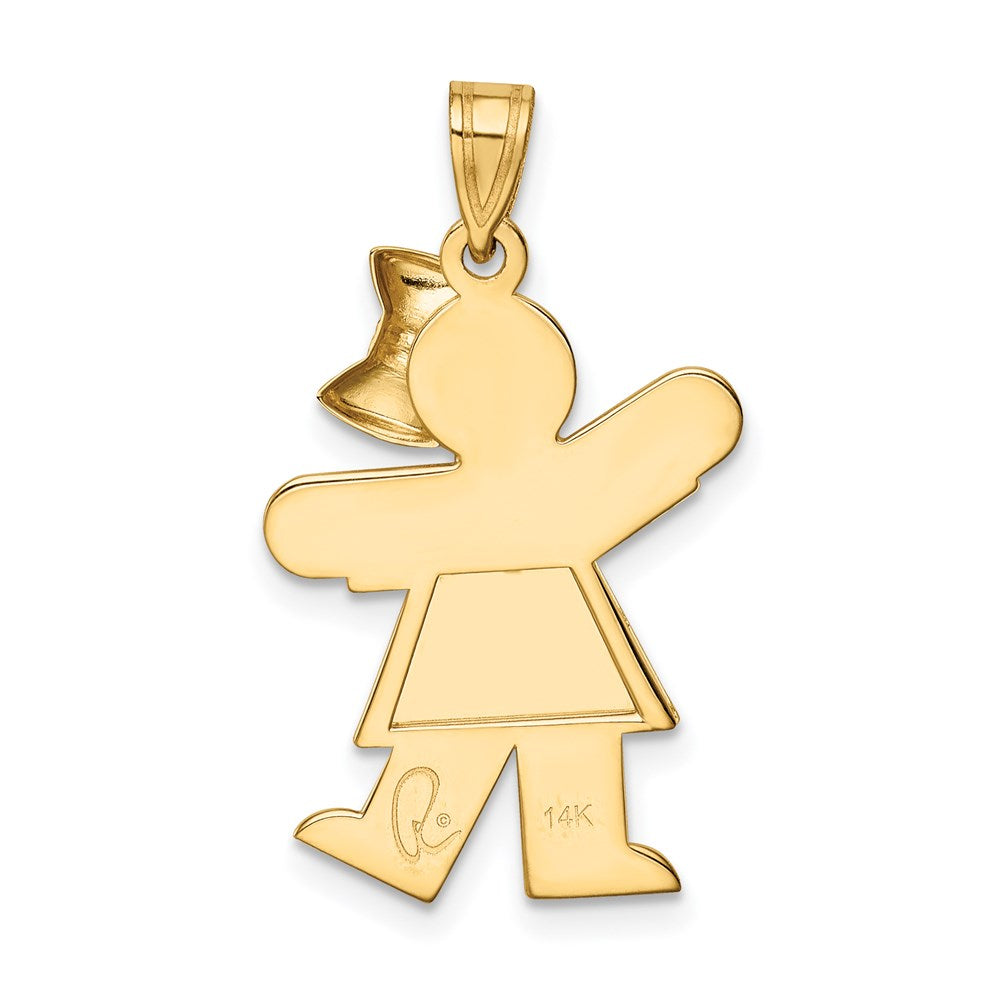 Charlie & Co Jewelry | 14k Solid Engravable Girl With Bow On Right Charm - Model XK381