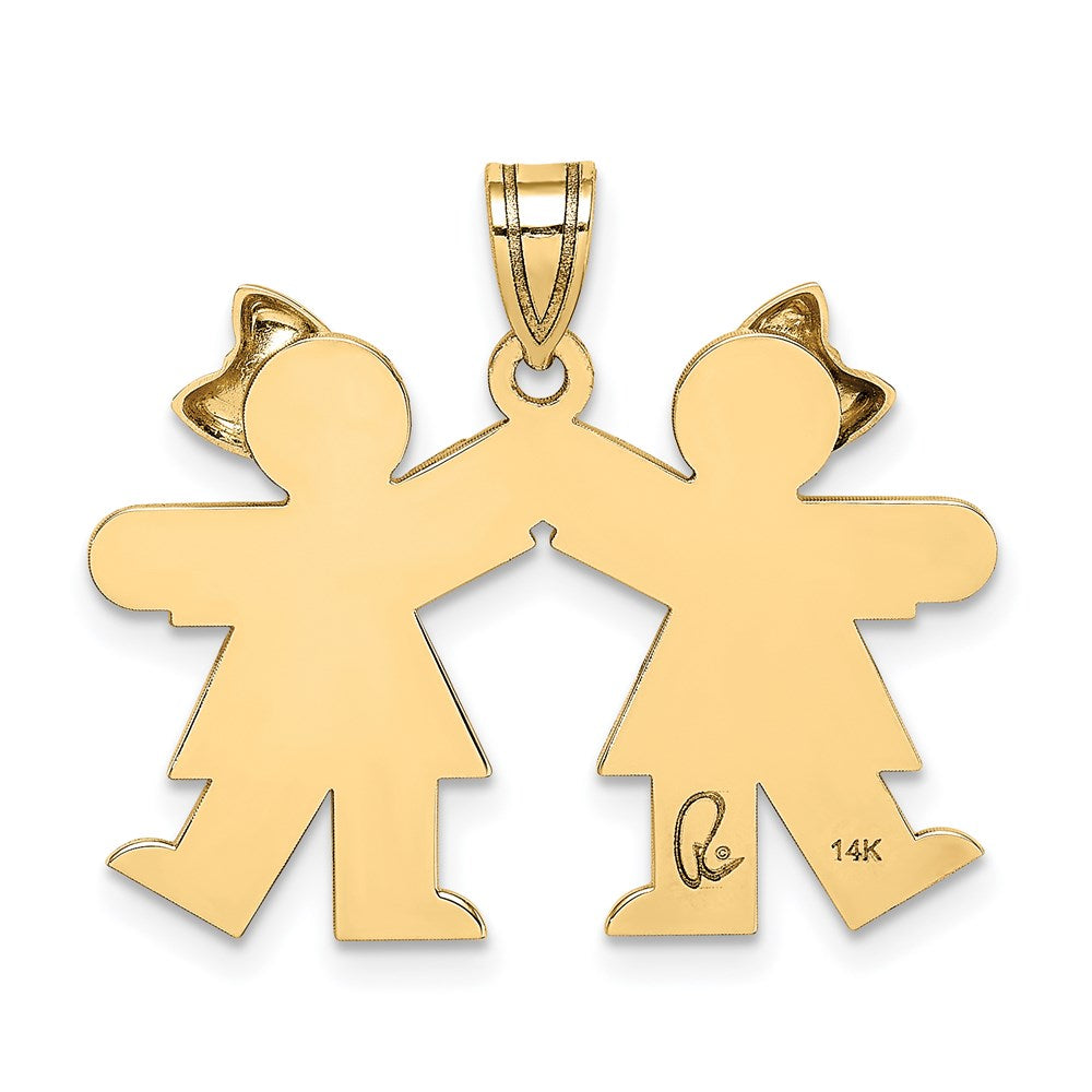 Charlie & Co Jewelry | 14k Solid Engravable Small Double Girls Charm - Model XK393