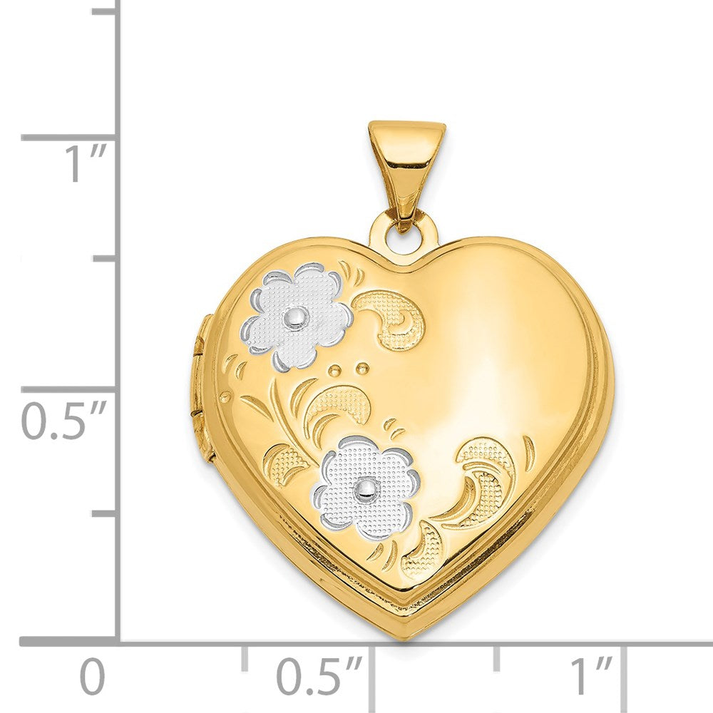 Gold Medium Floral Heart Locket Pendant - Model XL145 - Charlie & Co. Jewelry